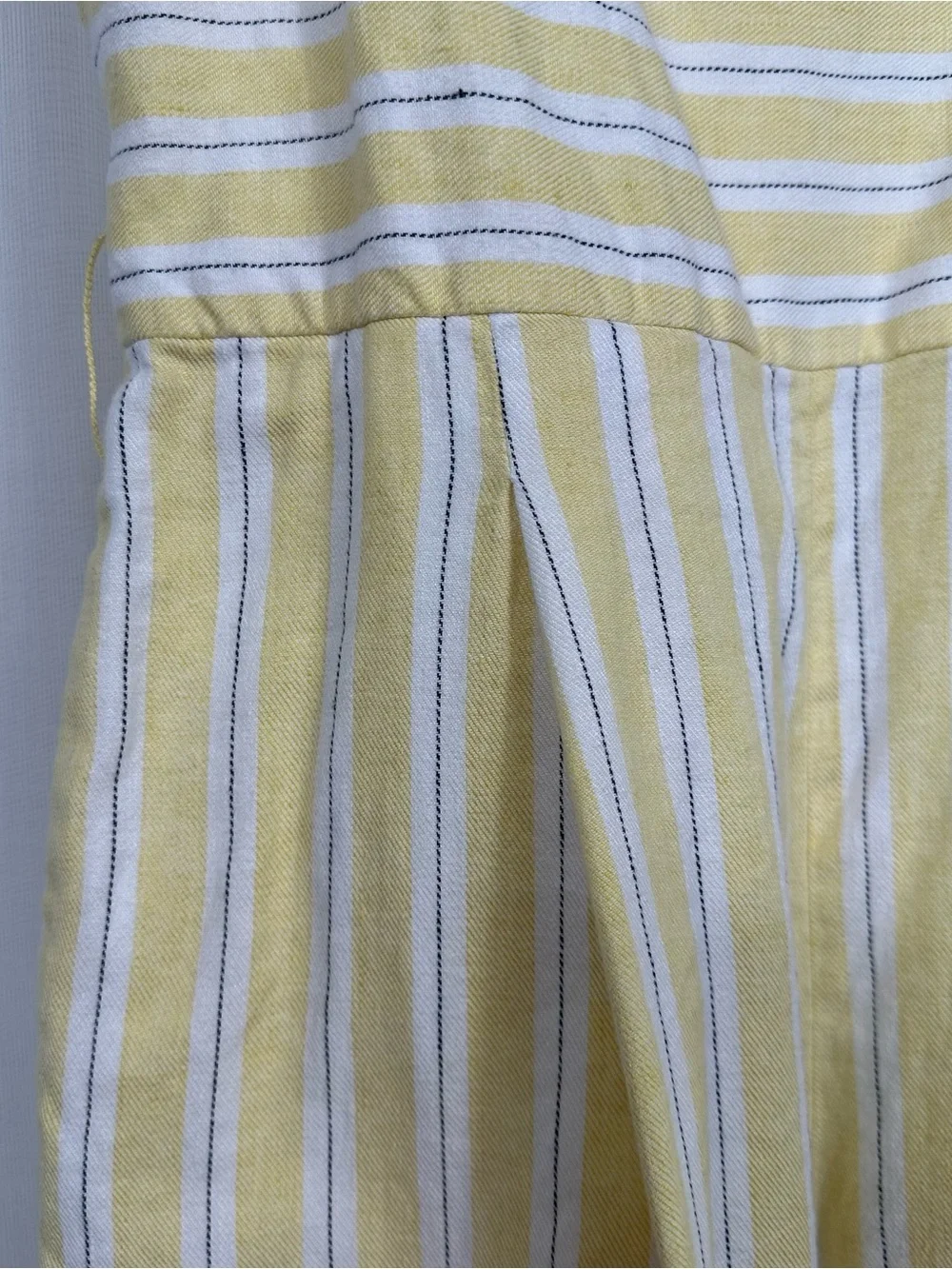 Banana Republic Linen Blend Wide‎ Leg Cropped Jumpsuit 4P Petite Yellow Striped